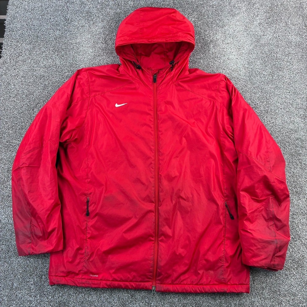 Nike Storm‎ Fit Jacket Men's 2XL Red Full Zip Hooded Insulated Sportswear